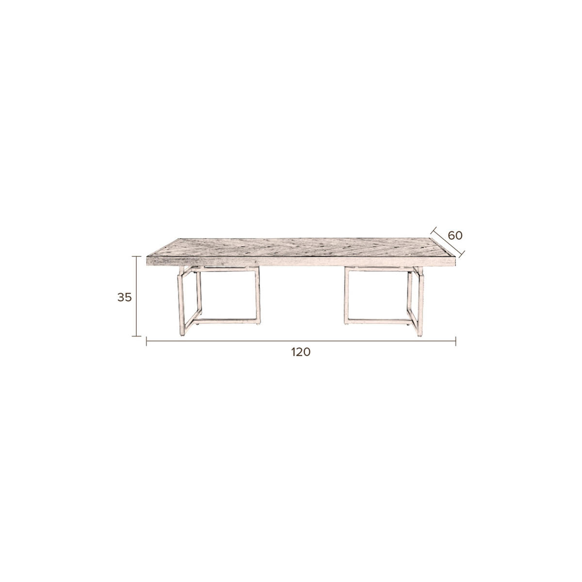 COUCHTISCH Class 120x60 cm - Braun, Holz (120/60/35cm) - Dutchbone