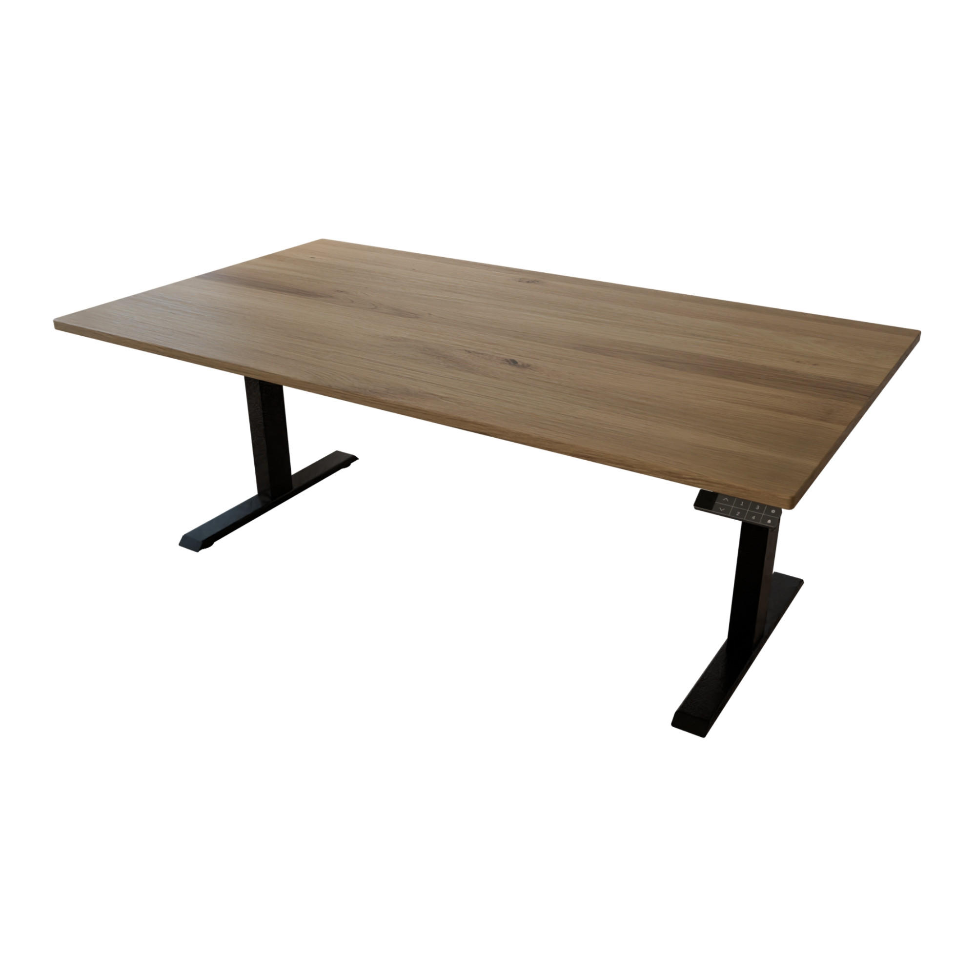 SCHREIBTISCH 180/100/65 cm elektrisch höhenverstellbar aus Wildeiche - Schwarz/Braun, Holz (100/180/65cm) - MeinMassivholz