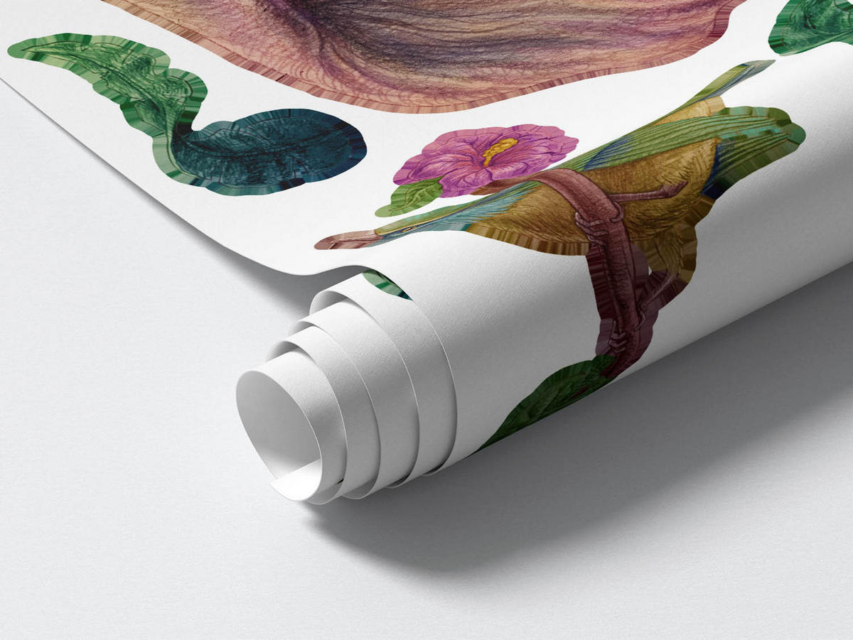 WANDAUFKLEBER 100x126cm - Tropische Safari - Multicolor, Kunststoff (100/126/0.1cm) - Wallfluent