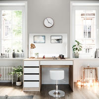 SCHMINKTISCH-SET Sherry Weiß/Sonoma 120 cm mit Hocker - Weiß/Sonoma Eiche, Holzwerkstoff (120/75/55cm) - Vicco