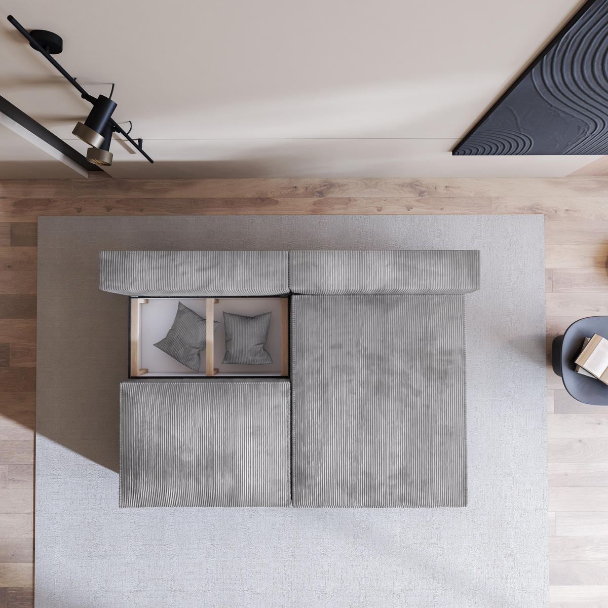 ECKSOFA FIORO P Gelb Kordstoff mit Schlaffunktion - Gelb, Holz (204/148cm) - MASSENO