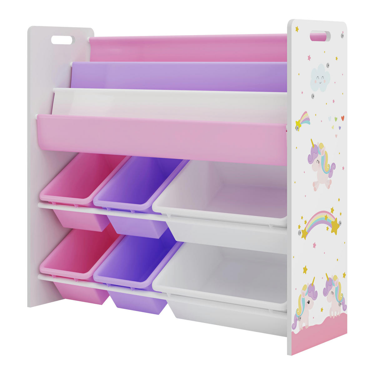 KINDERREGAL Rødøy - Lila/Weiß, Holzwerkstoff/Kunststoff (86/78/26.5cm) - [en.casa]