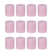 STUMPENKERZE (12er-Set) Rustic Ø6,8 x 13 cm - Rosa, Paraffin (7/8/7cm) - Butlers