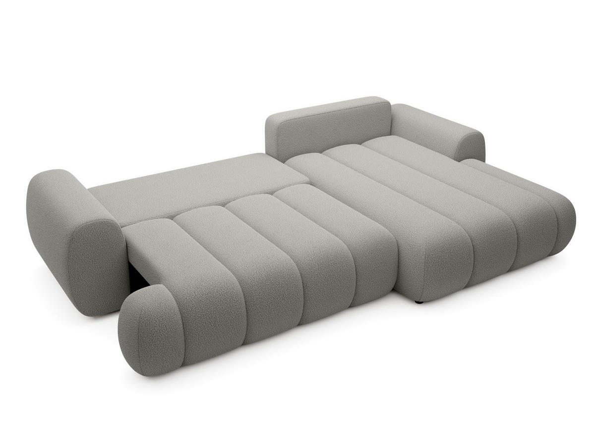 ECKSOFA SITO Grau Geflochtener Stoff mit Schlaffunktion - Grau, Holz (272/168cm) - MASSENO