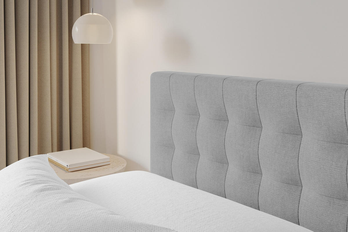 POLSTERBETT mit Bettkasten und Lattenrost, Boxbett ohne Matratze - PARI 180x200 Grau - Hellgrau, Holzwerkstoff/Textil (180/200cm) - ALTDECOR