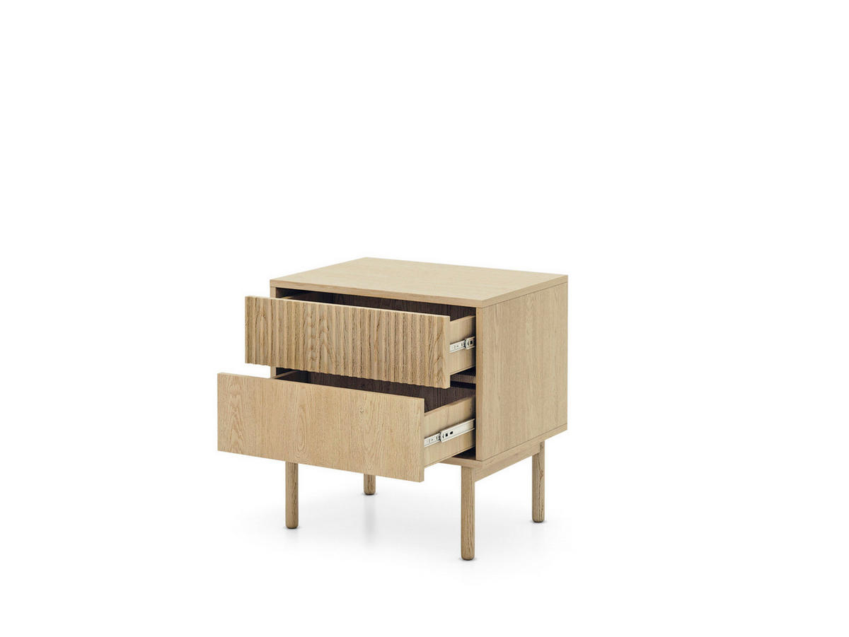NACHTTISCH TAVO 54 cm Eiche Cremona - mit 2 Schubladen (eine geriffelt) und Holzfüßen - Eichefarben, Holz/Holzwerkstoff (53/55/39cm) - Ravio