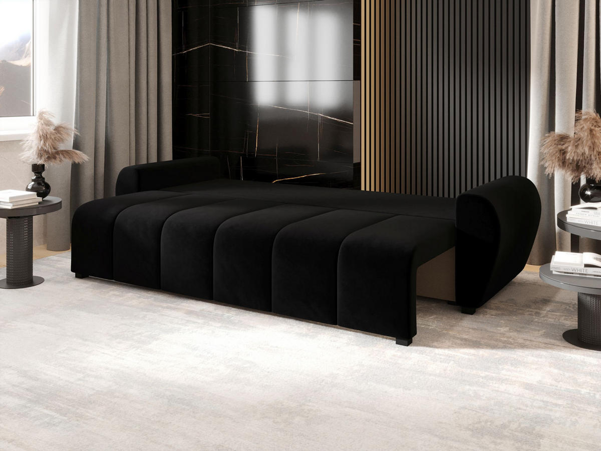 SOFA MOLISA mit Schlaffunktion ITAKA 15 mit Stauraum - Schwarz, Textil (86/82/246cm) - Bedante