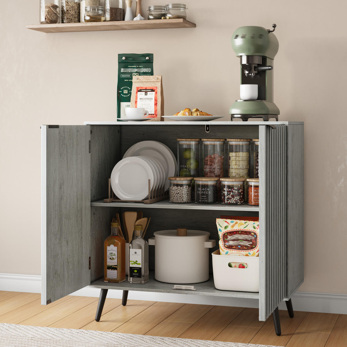 SIDEBOARD Grau 80.50/38.20/80 cm - Grau, Holzwerkstoff (38.2/80/80.5cm) - Urban Meuble