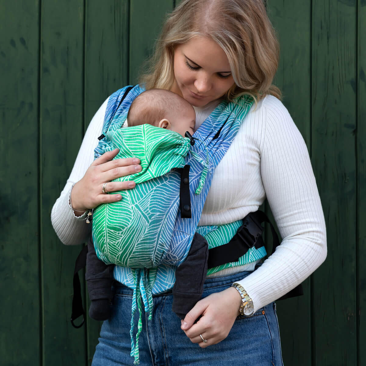 BABYTRAGE Primeo - Blau/Grün, Textil (26.5/7.2/38.5cm) - Hoppediz