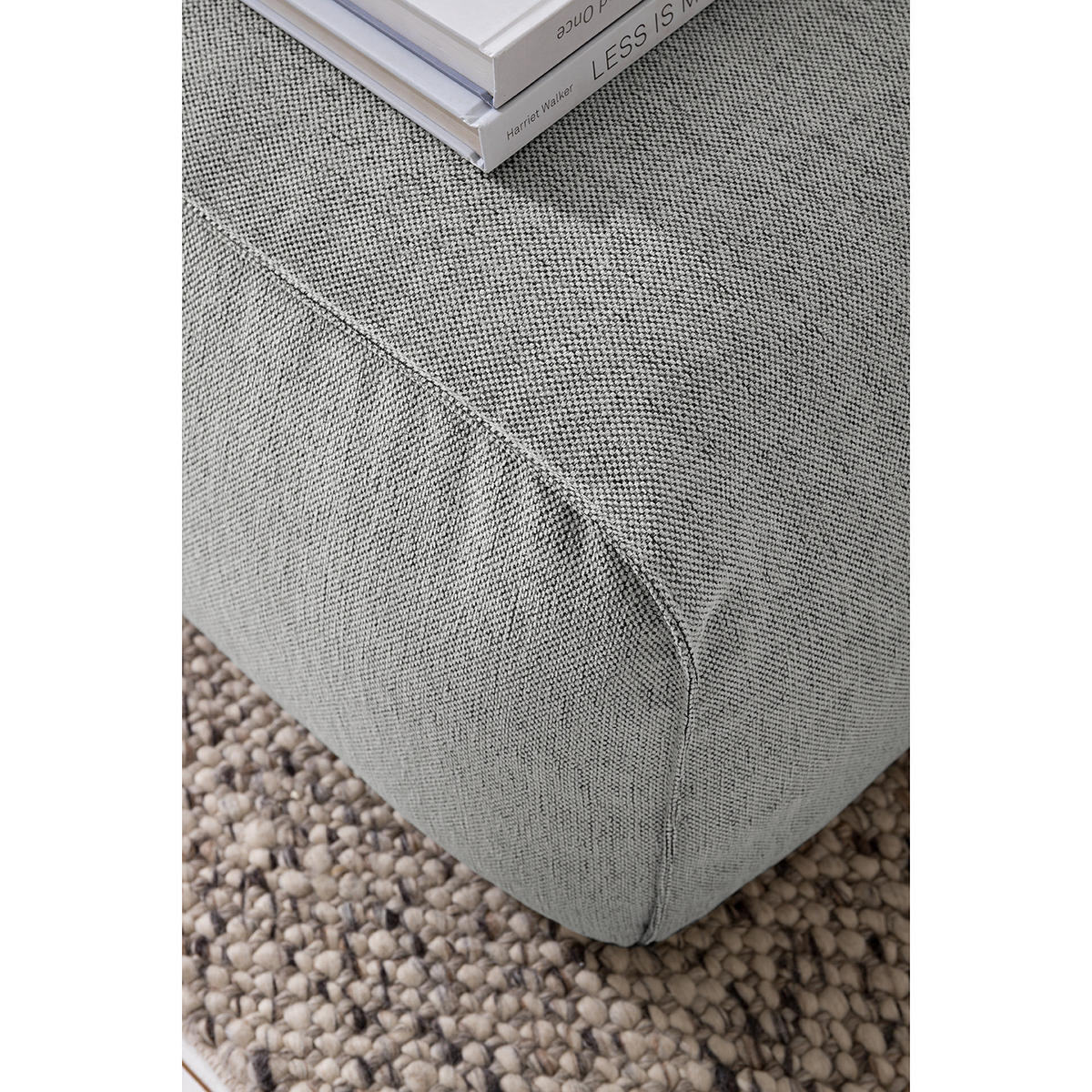 POLSTERHOCKER - Hellgrau/Schwarz, Kunststoff/Textil (81/38/100cm) - home24