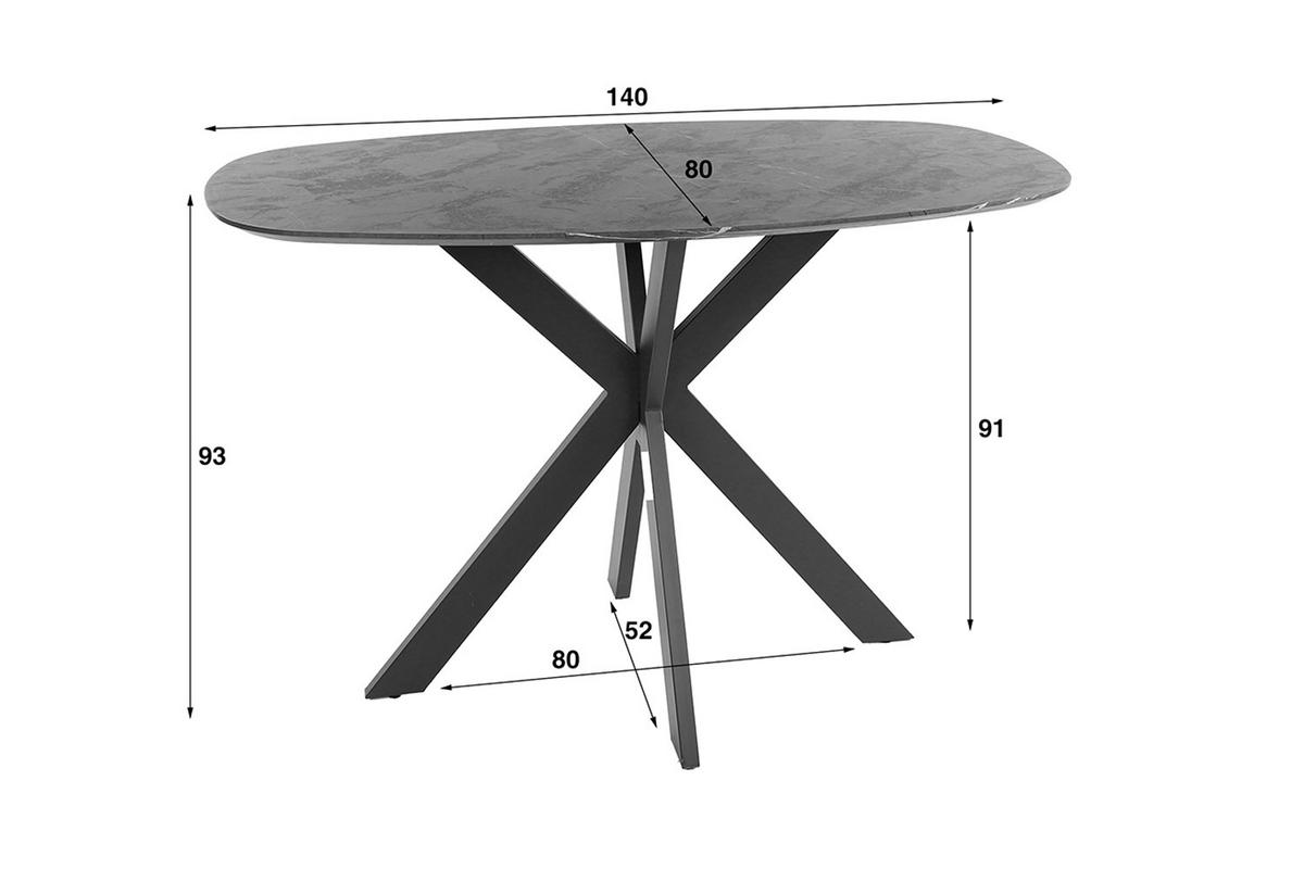 BARTISCH SESTA Schwarz Holz - Schwarz, Holz/Metall (80/93/140cm) - KAWOLA