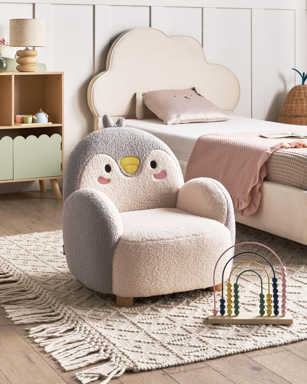 KINDERSESSEL Grau Fyn - Creme/Braun, Textil (50/60/55cm) - Beliani