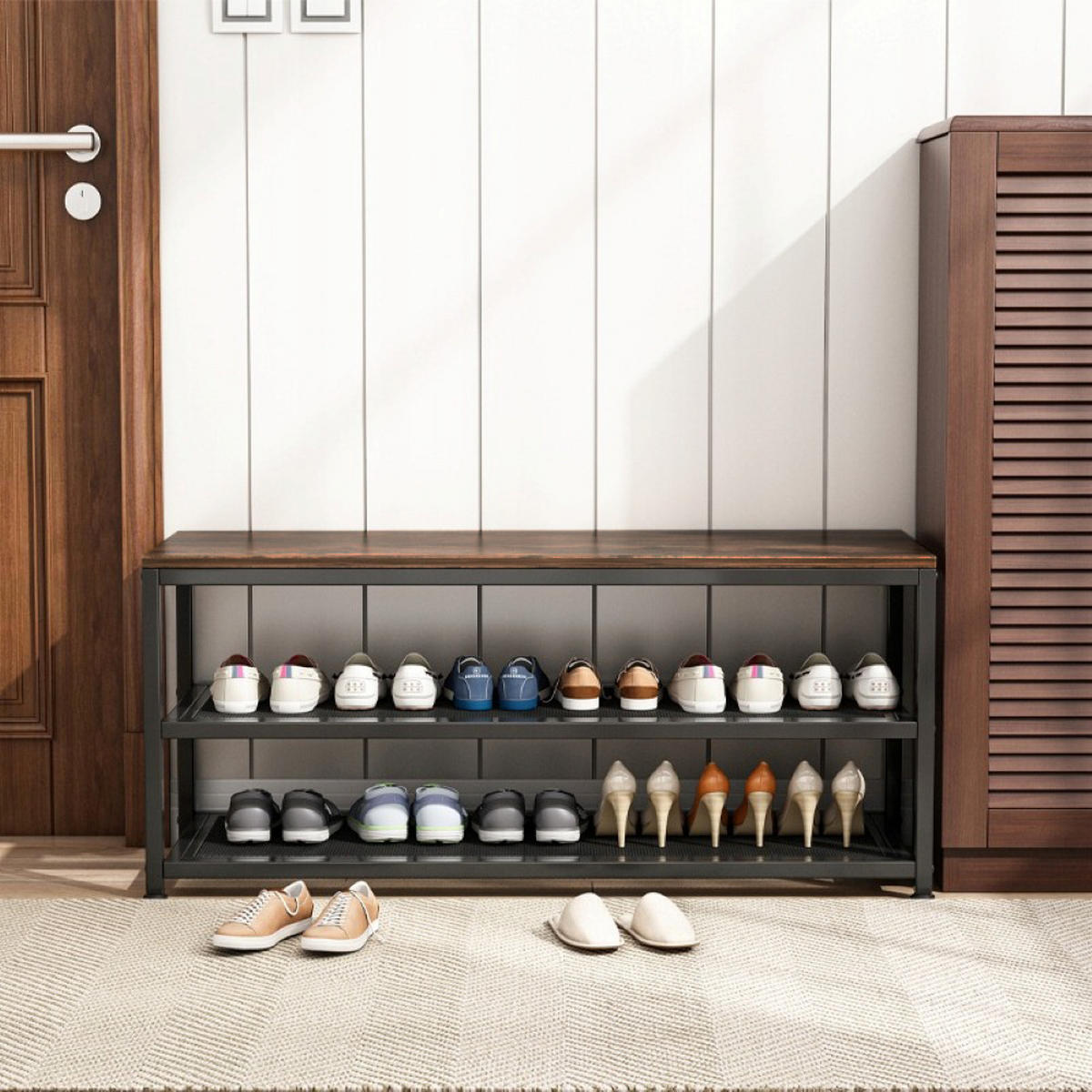 SCHUHSCHRANK, braun, 100/45/30 cm - Braun, Holzwerkstoff (100/45/30cm)