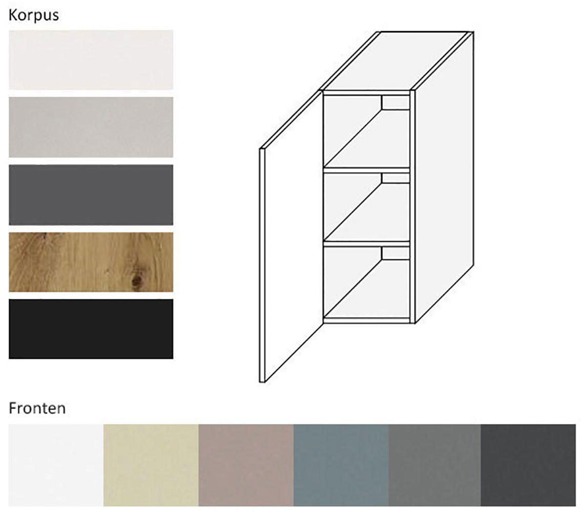 KÜCHENHÄNGESCHRANK Kvantum W2/30 Dust Grey Matt / Eiche Artisan Matt 30 / 32,5 / 72cm - Eiche Artisan/Grau, Holz/Holzwerkstoff (30/72/32.5cm) - Feldmann-Wohnen