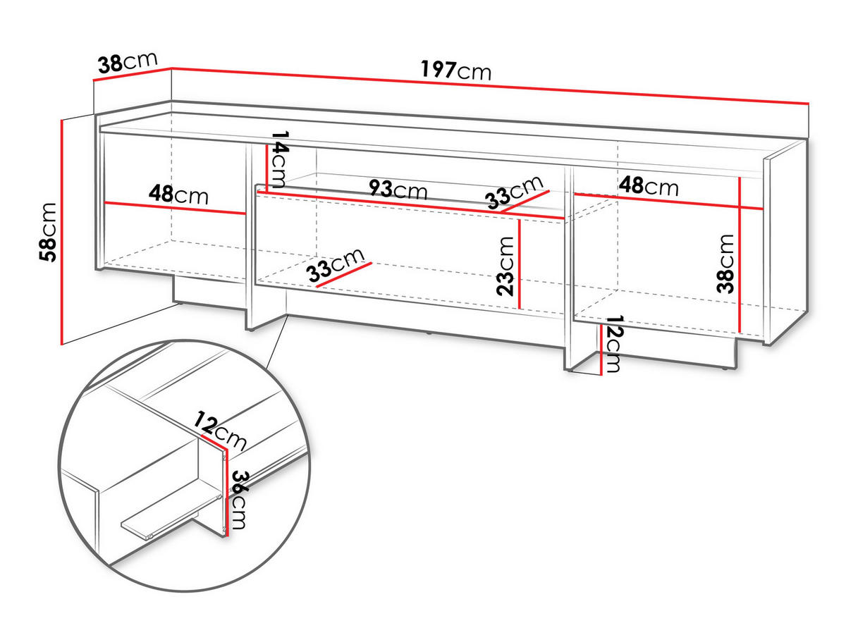 TV-LOWBOARD Japandi - Eichefarben, Holzwerkstoff (197/58/38cm) - MIRJAN24