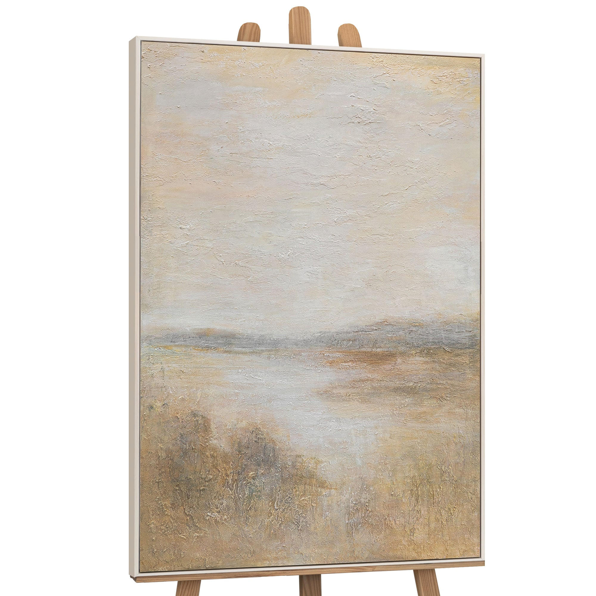 GEMÄLDE Nebeliger Morgen Schattenfugenrahmen Beige 120x80 cm - Beige, Holz (120/80cm) - YS-art gallery
