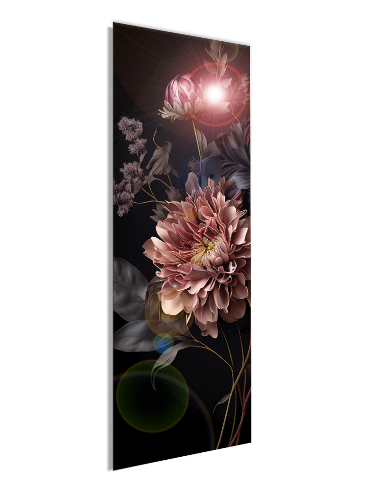 GLASBILD 30x80 cm Blumen schwarz - Rosa, Glas (30/80cm) - artissimo