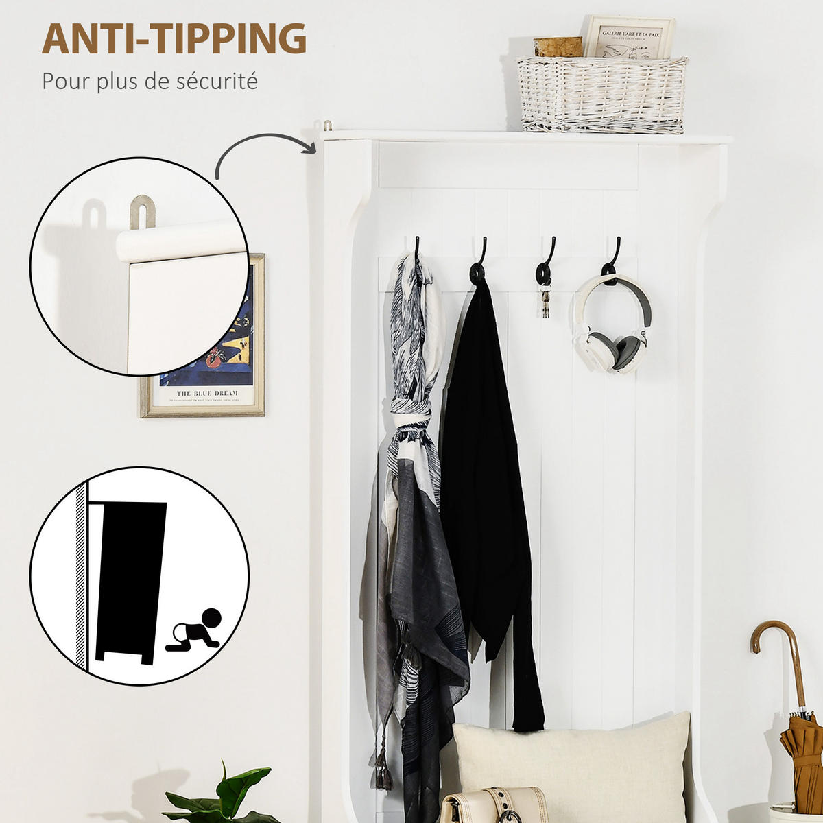 GARDEROBE Weiß 71,5/39,5/170 cm - Weiß, Holzwerkstoff (71.5/170/39.5cm) - PANGIVO