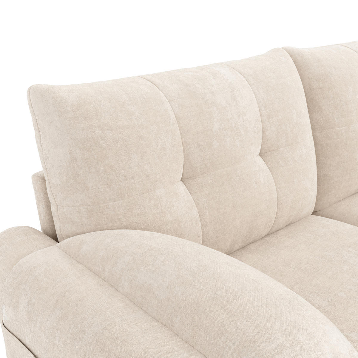 2-SITZER SOFA Chenille Beige mit Seitentaschen - Beige, Holzwerkstoff/Kunststoff (158/88.5/80cm) - WISHDOR