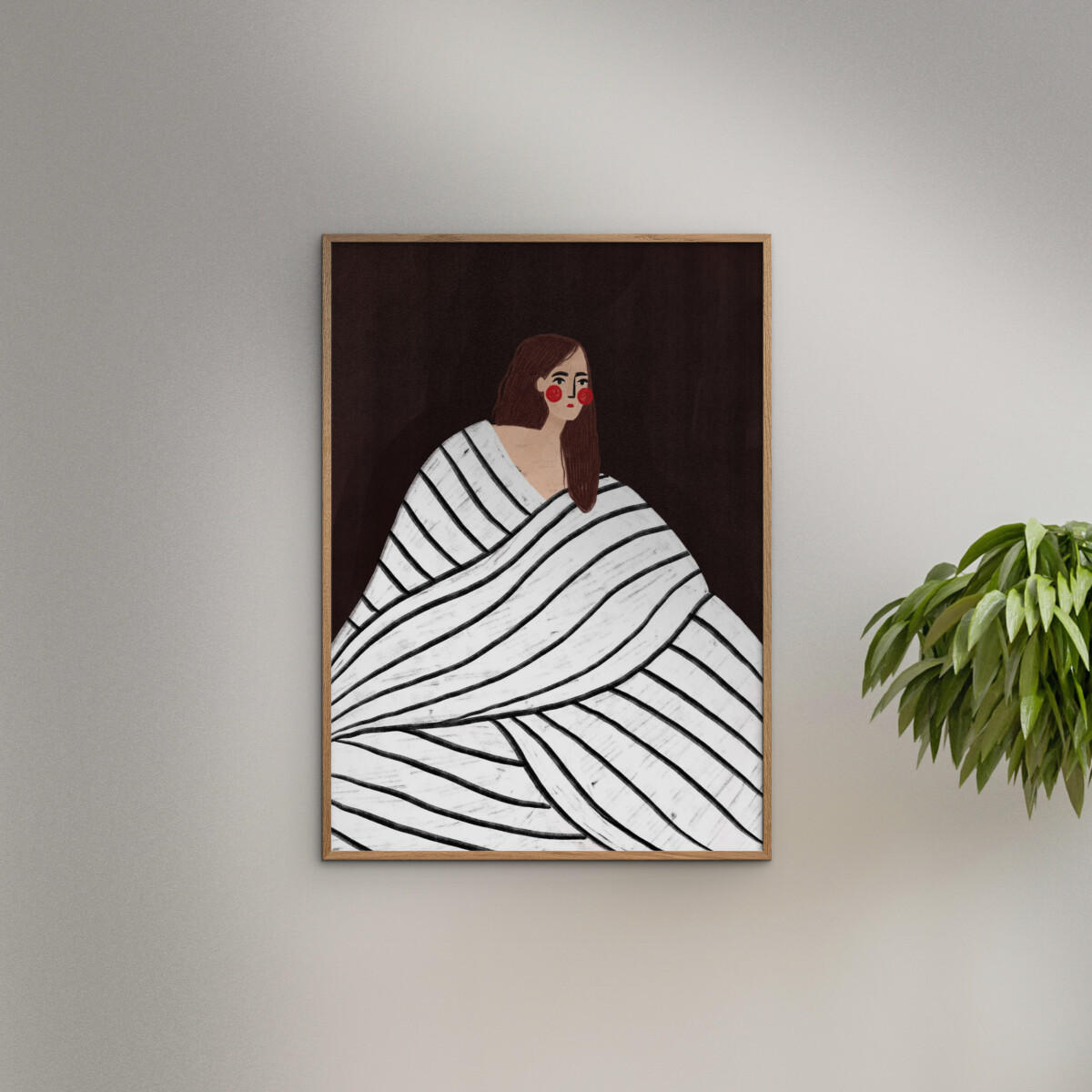 POSTER mit Rahmen Bea Muller - The Woman With Black and White Stripes - Eichefarben/Multicolor, Holz/Papier (50/70cm) - Poster&Frame