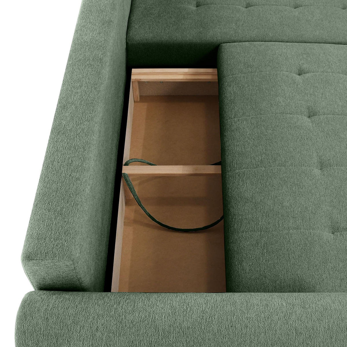 ECKSCHLAFSOFA Dallas mit Bettkasten, 255 cm, Flaschengrün, rechts, Velour-Stoff - Grün, Textil (255/175cm) - Beautysofa
