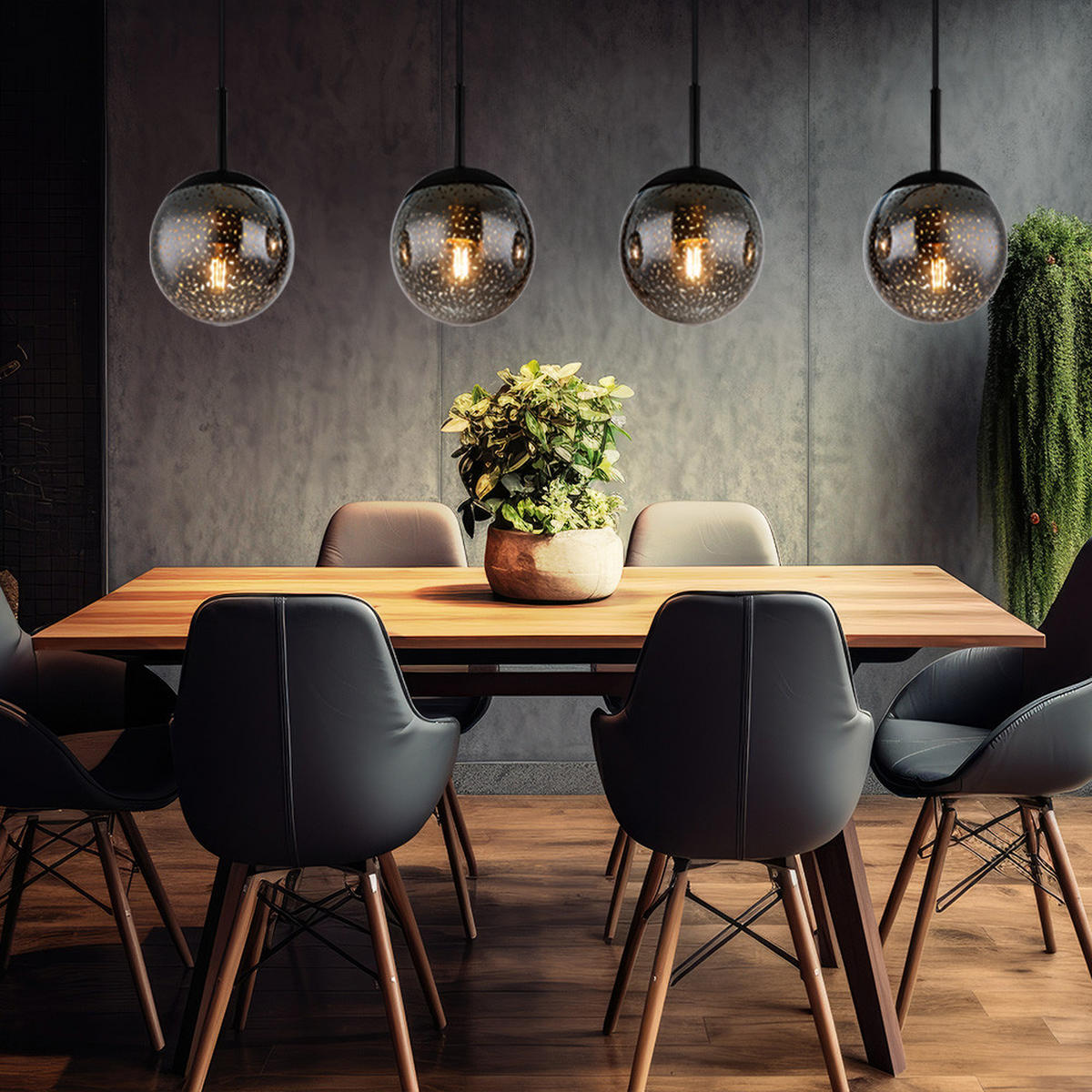 HÄNGELEUCHTE SAMOS Metall Schwarz Glas - Schwarz, Glas (90/15/120cm) - Globo Lighting