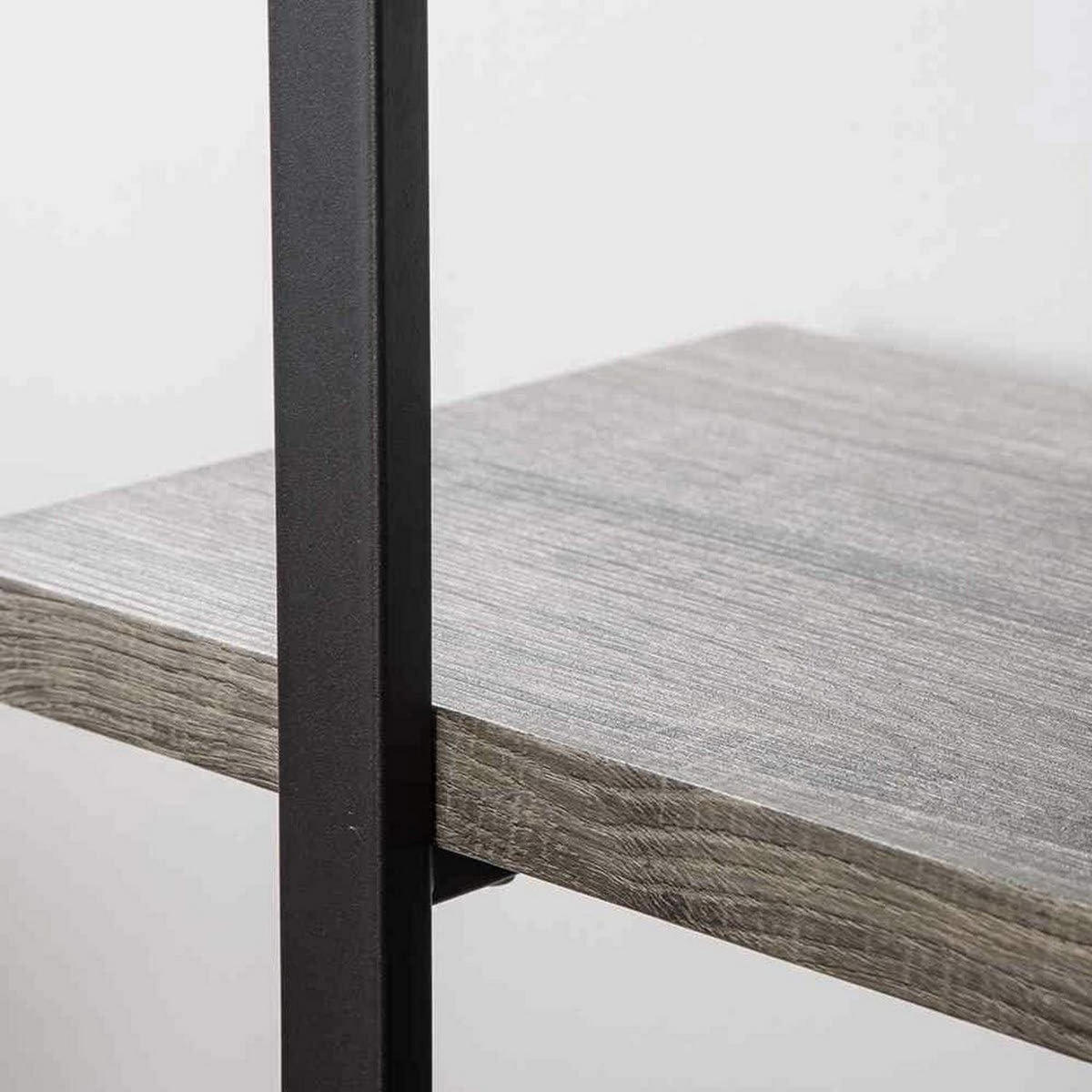 BÜCHERREGAL mit 3 Etagen Grau Metall Holzoptik - Grau, Holzwerkstoff (32.3/101.6/89.9cm)