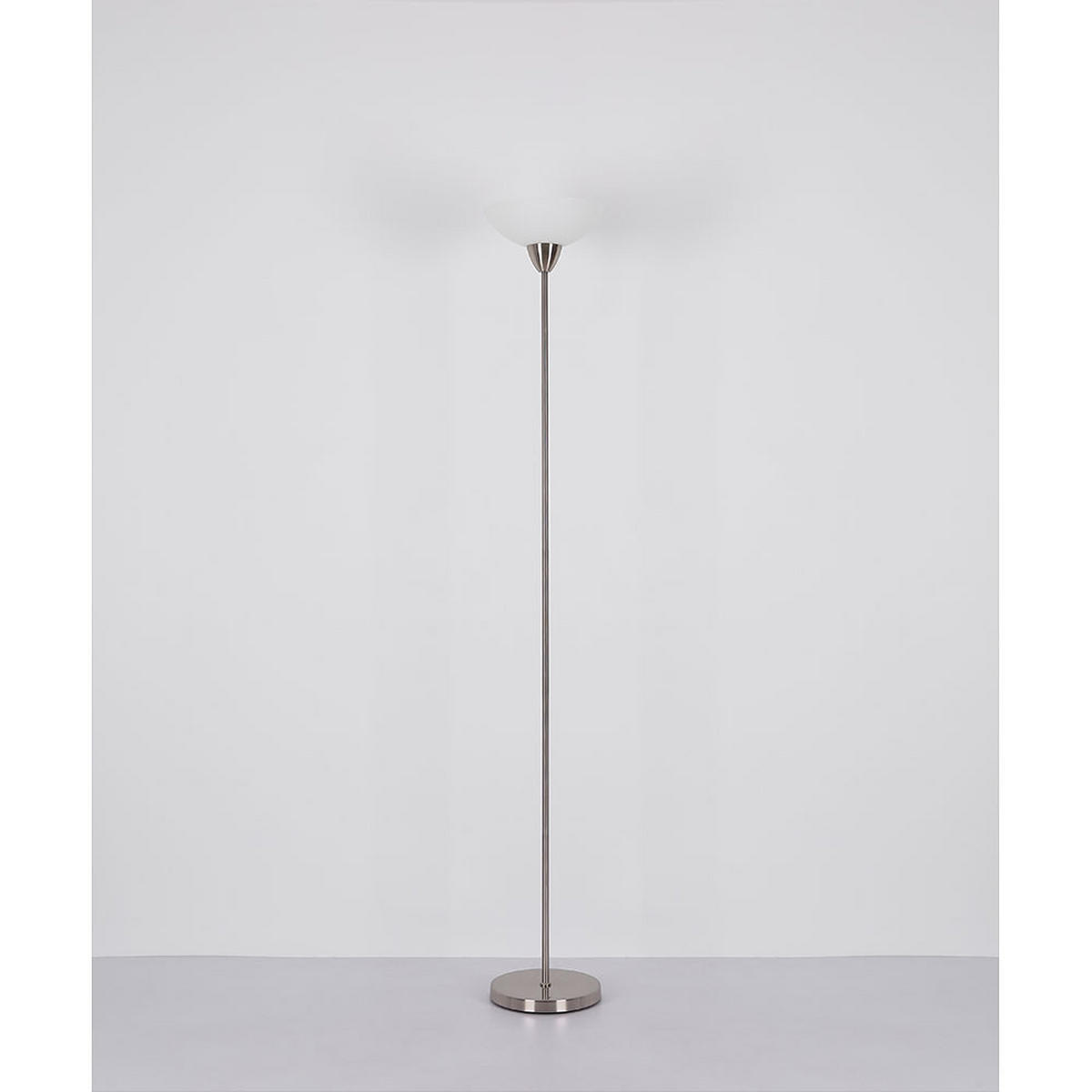 LED STEHLEUCHTE Metall Glas Opal Silber - Silberfarben, Glas (28/28/180cm) - Globo Lighting