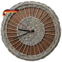 WANDUHR groß Holz RATTAN 37 cm ⌀ Massivholz Geräuschlos - Braun, Holz (37/37/4cm) - DELUKE