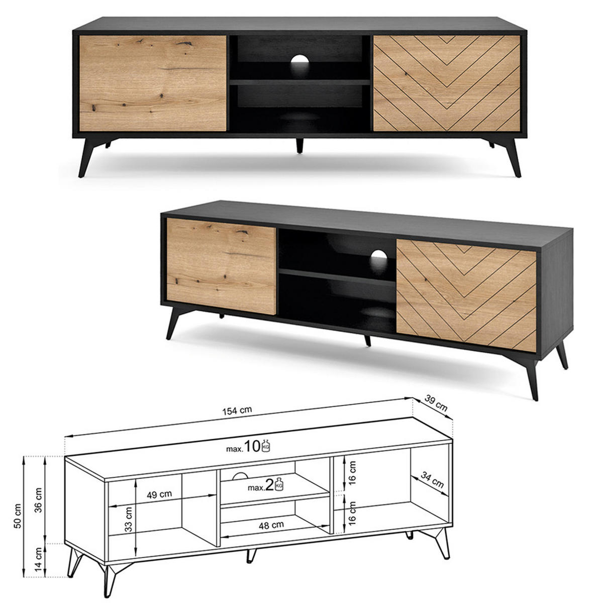WOHNZIMMER-SET 4-TLG. Dale-160 - Schwarz, Holzwerkstoff (414/178/68cm) - Lomado