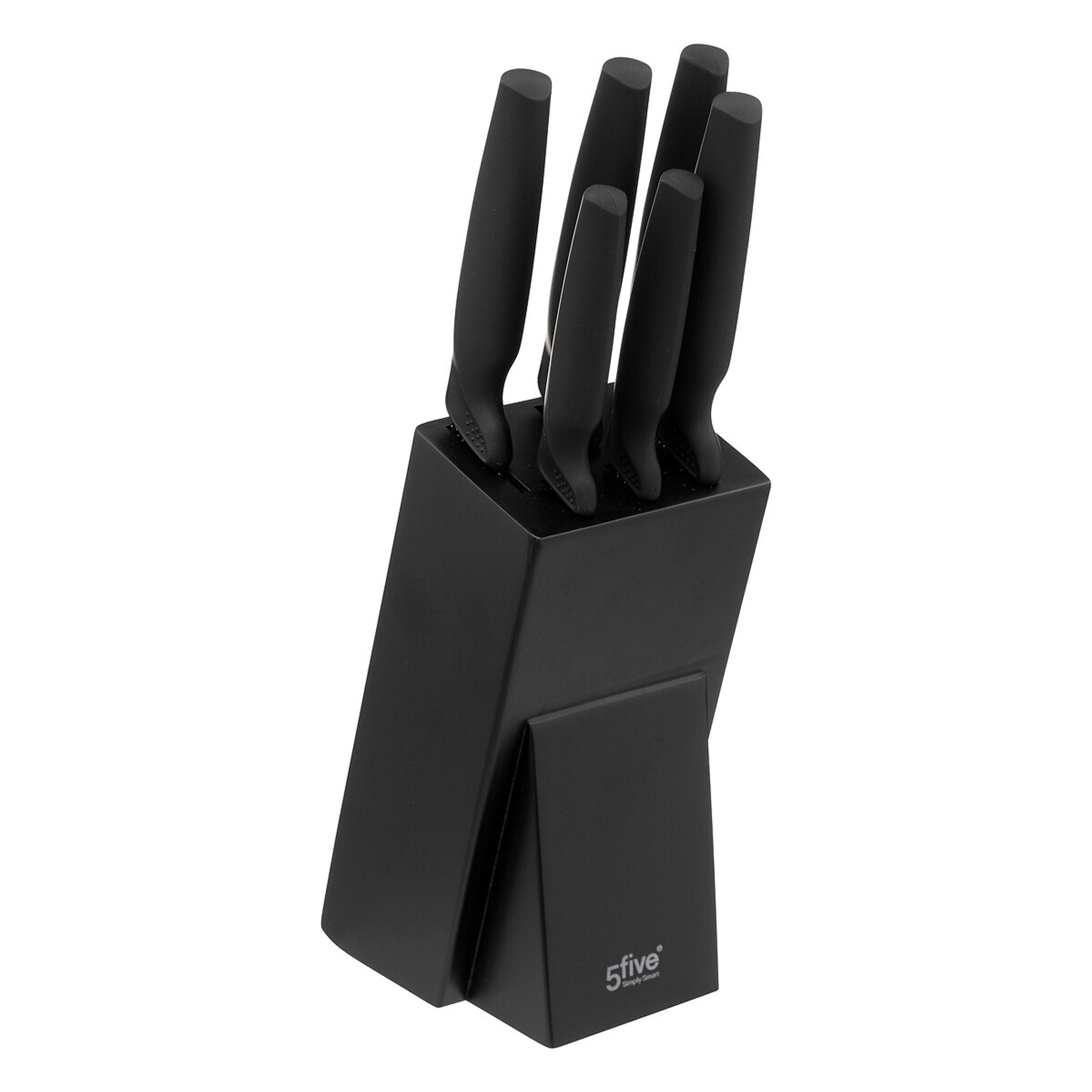 MESSERBLOCK Charactere bestückt 7-tlg., mit Messern, Holz, Stahl, Kunststoff, Schwarz - Schwarz, Metall (11.5/36/18.5cm) - 5five Simply Smart