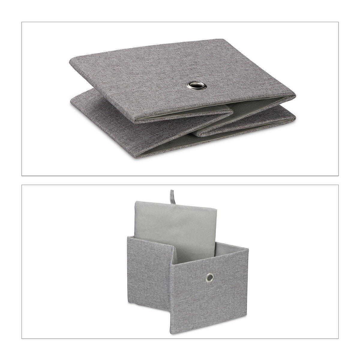 2XAUFBEWAHRUNGSBOX - Grau, Papier/Textil (20.5/16/25cm) - Relaxdays