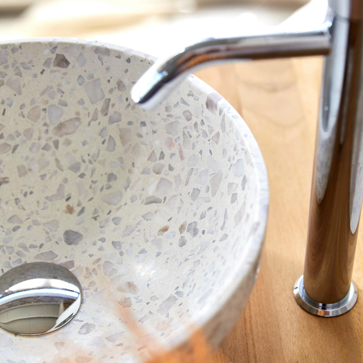 WASCHBECKEN Elea Beige aus Premium-Terrazzo - Beige, Stein (32/13/32cm) - Tikamoon