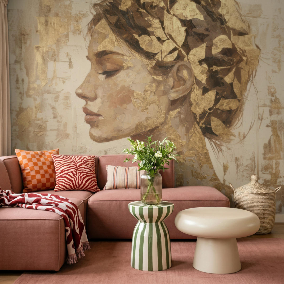 TAPETE - Frau - Gold - Abstrakt - Textur - 300x220 cm - Goldfarben, Papier (300/220cm) - OnlyWow