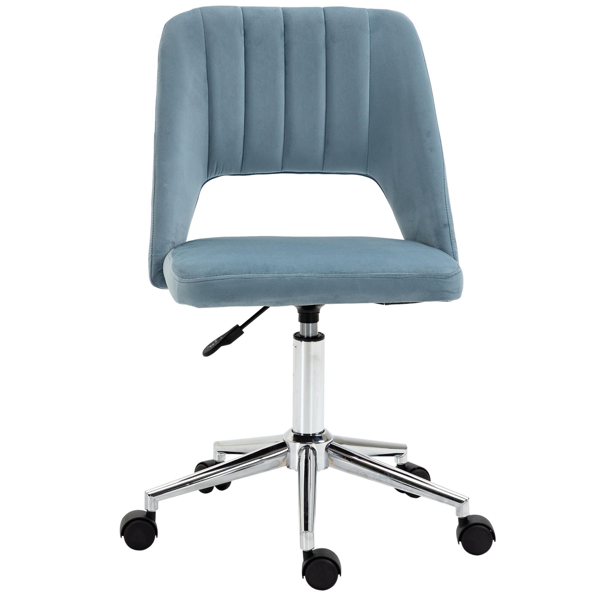 BÜROSTUHL Drehstuhl Jakobsmuschel-Form verstellbar Samtartiges Polyester Blau - Blau/Chromfarben, Textil/Metall (60/91/49cm) - Vinsetto