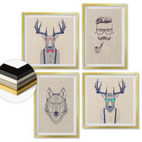 WANDBILDER 4er Set - 50x50 cm & 40x60 cm Goldrahmen - Stilvolle Tierporträts - Goldfarben, Kunststoff (50/50cm) - ArtPrintCave