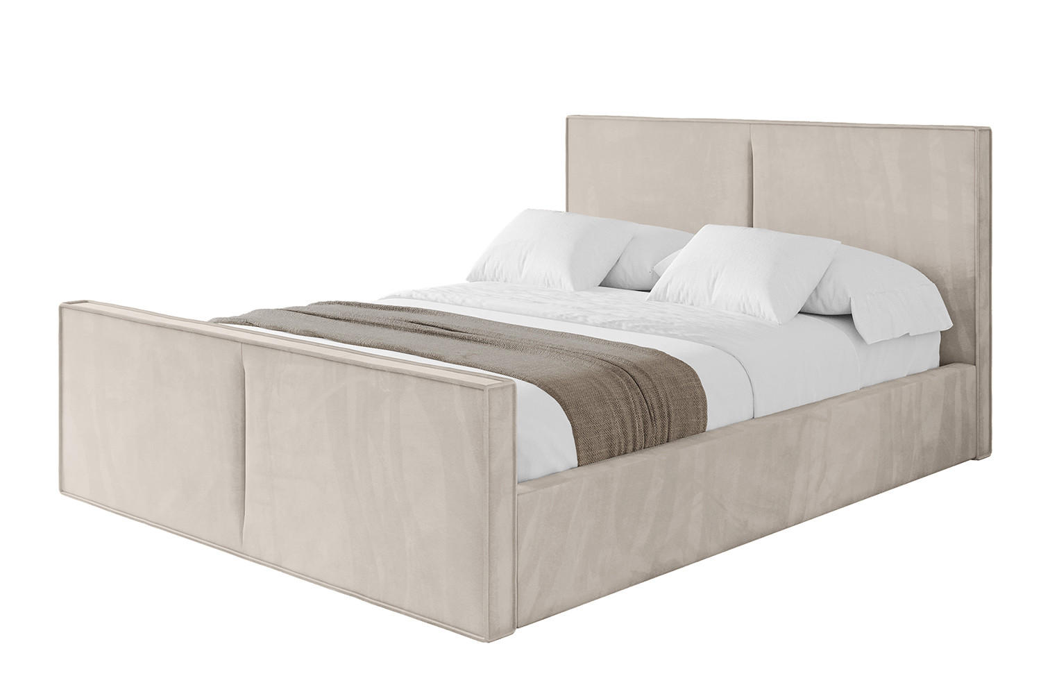 POLSTERBETT mit Bettkasten, Fußteil und Lattenrost, Boxbett mit Matratze H3/H4 - VANTO-Z 140x200 Beige - Beige, Holzwerkstoff/Textil (140/200cm) - ALTDECOR