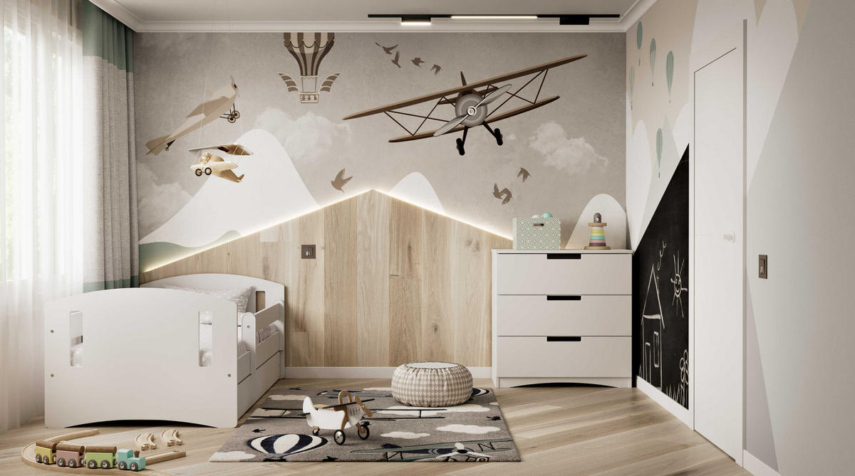 KINDERBETT CLASSIC II mit Schublade ohne Matratze 90/65/164 - Weiß, Holzwerkstoff (80/160cm) - RAUMHIRSCH FURNITURE