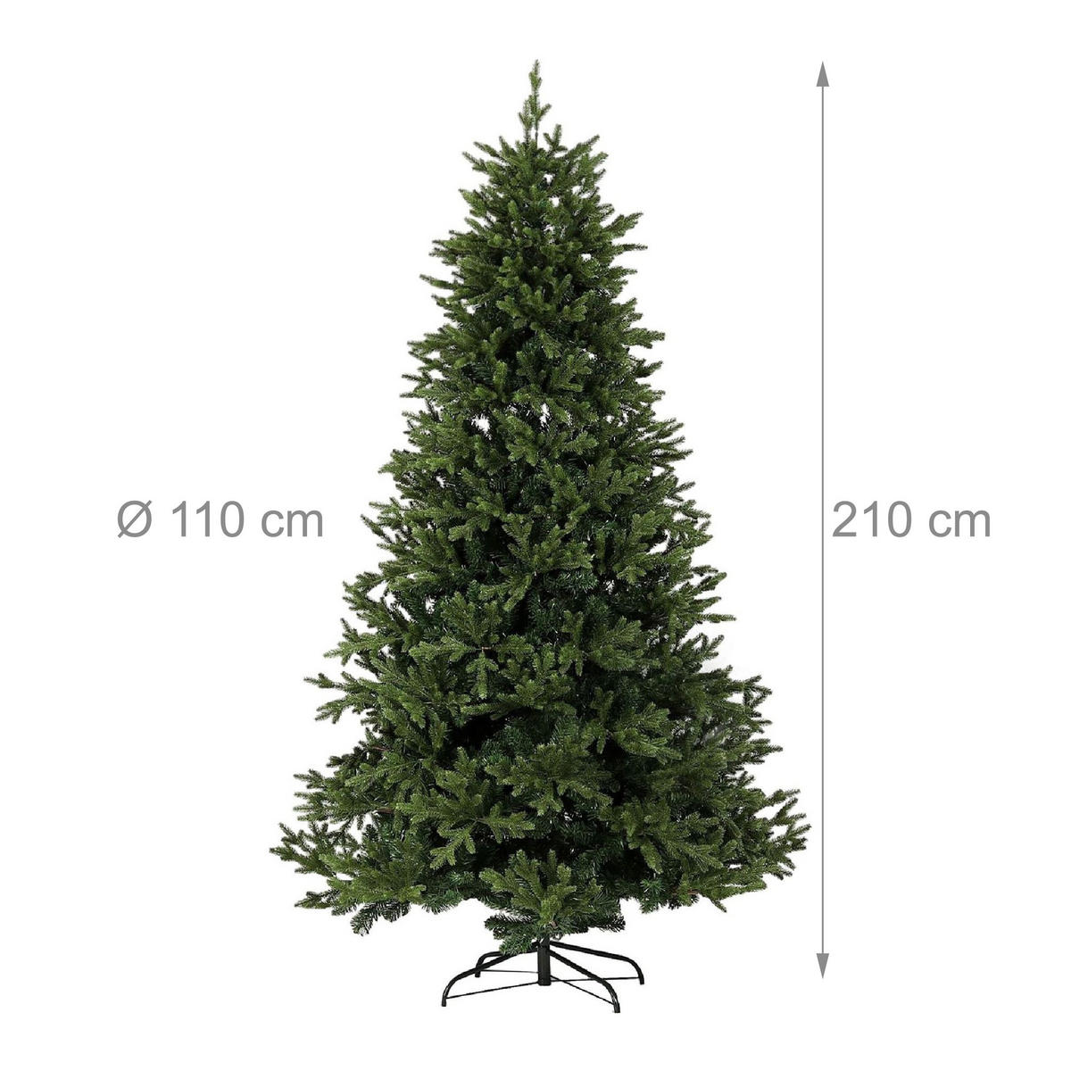 KUNST-WEIHNACHTSBAUM - Dunkelgrün, Kunststoff/Metall (210/210cm) - Relaxdays