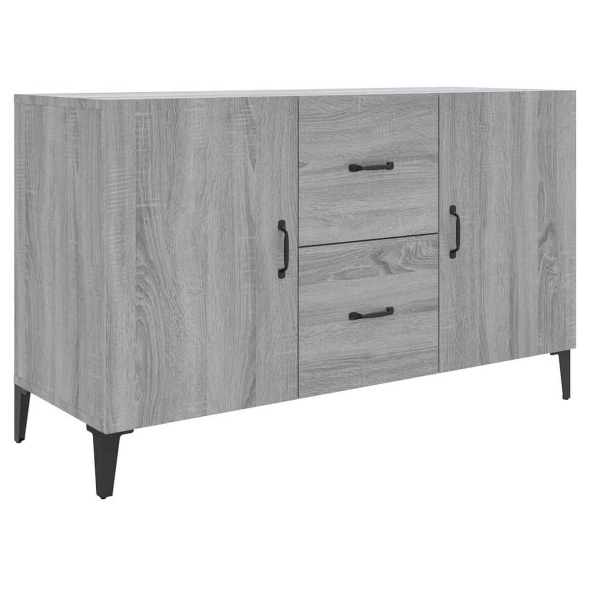SIDEBOARD mit 2 Türen, 2 Schubladen 100/36/60 cm aus Holzwerkstoff Grau Sonoma Dekor - Silbereichenfarben, Holz (100/60/36cm) - vidaXL