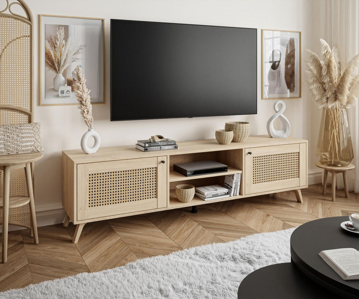 TV-ELEMENT VIENNA 3D mit Wiener Geflechtimitation / Puccini Eiche - Eichefarben, Holzwerkstoff (180/49/40cm) - Lookway