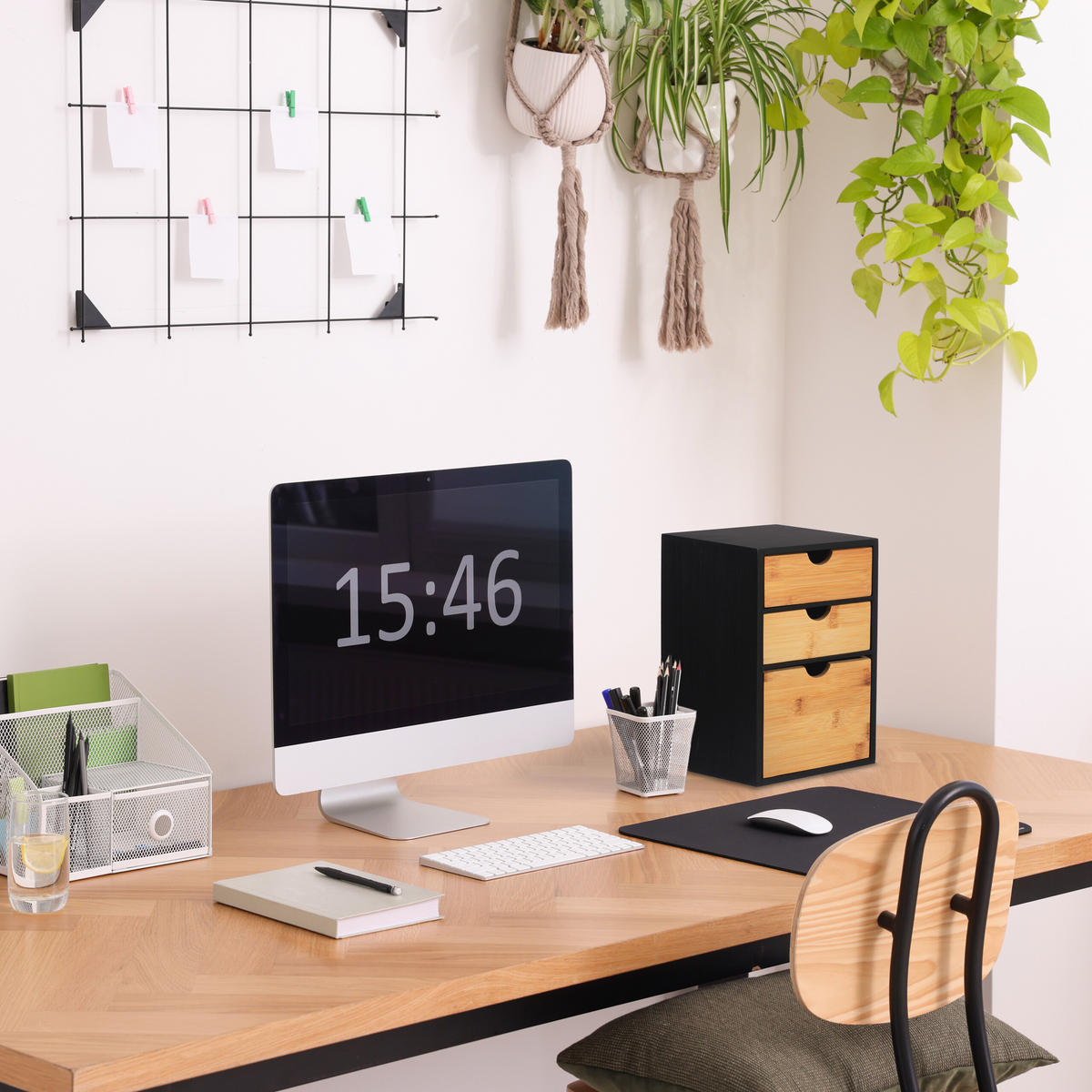 ZÁSUVKOVÝ box - čierna, drevo/kompozitné drevo (17/28/21.5cm) - Relaxdays