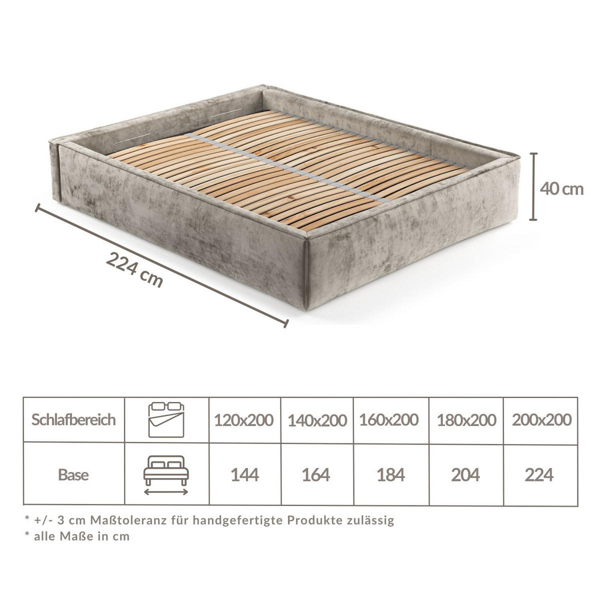 POLSTERBETT Alvar Braun 120/200 cm im Chenille-Stoff - Schwarz/Naturfarben, Holz/Holzwerkstoff (120/200cm) - Maison de Reve