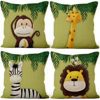 KISSENBEZUG 61 x 61 cm 4er Set Zeichentricktiere - Multicolor, Textil (61/61cm)