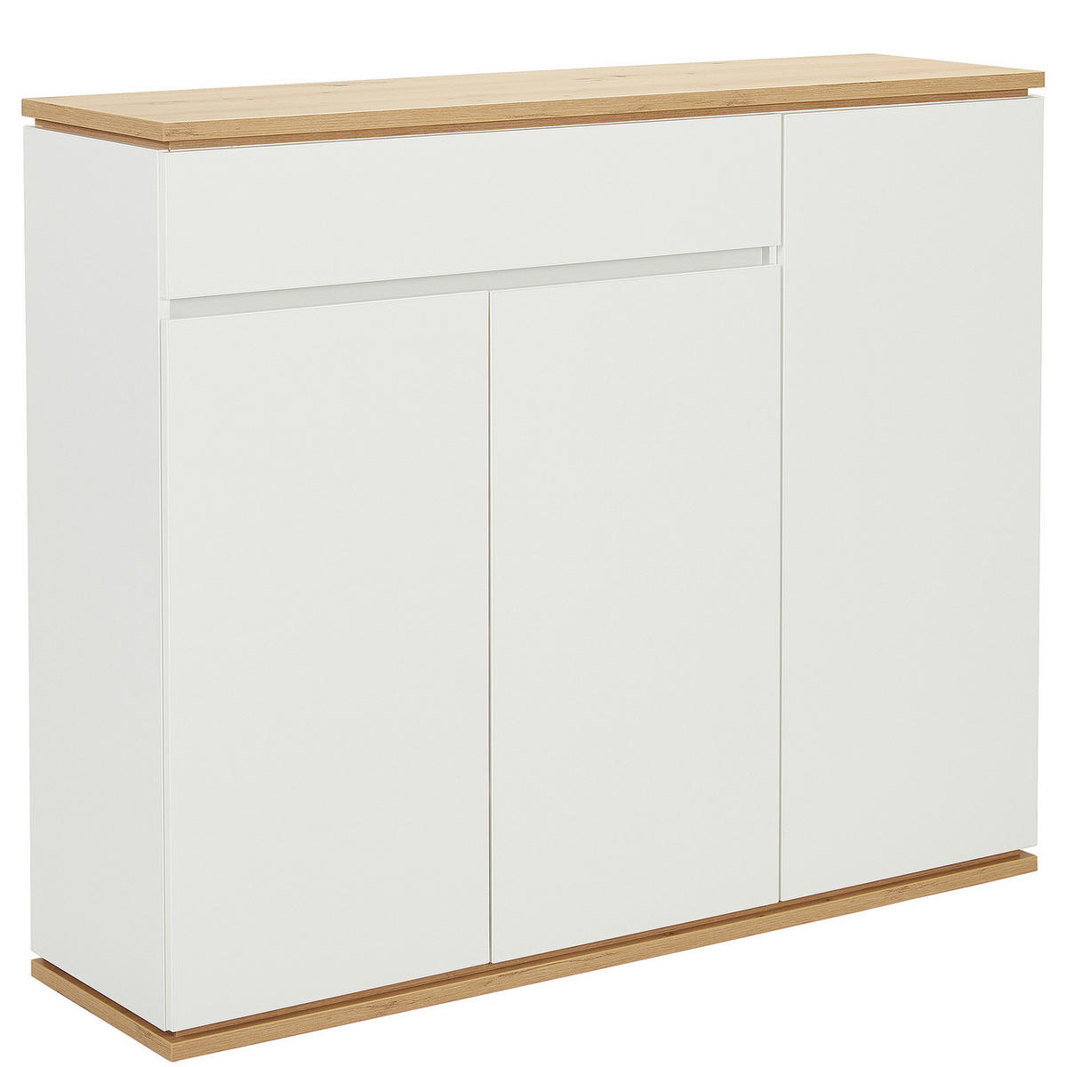 SCHUHKOMMODE - 135 cm - Weiß - Eiche - PVC - 135 x 112 x 38 cm - Schwarz/Weiß, Holzwerkstoff/Kunststoff (135/112/38cm) - home24
