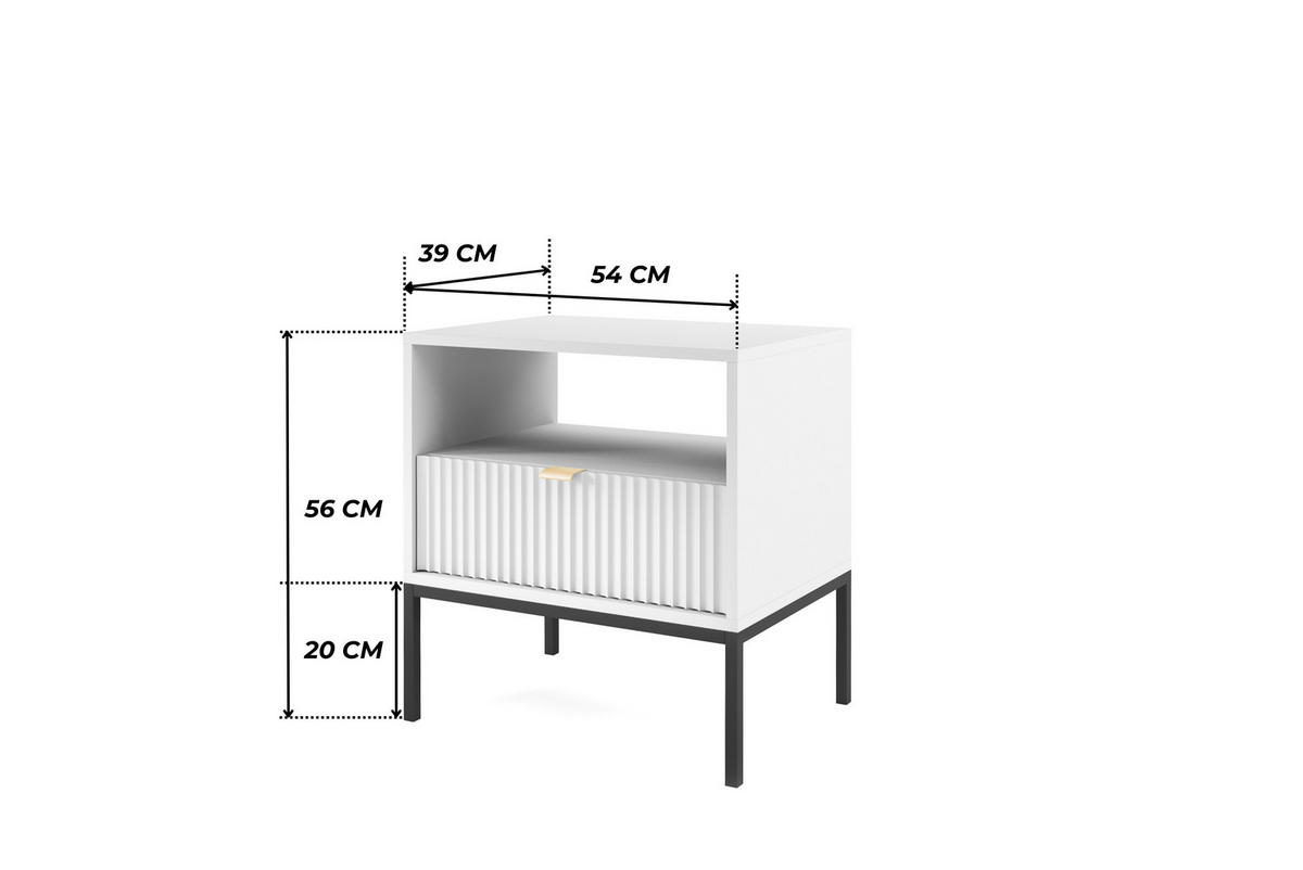 WEISSER Moderner Geriffelter Nachttisch KIOTO SN1SZ (Schwarzes Gestell, Vollauszug) - Goldfarben/Schwarz, Holz/Holzwerkstoff (54/56/39cm) - Ravio