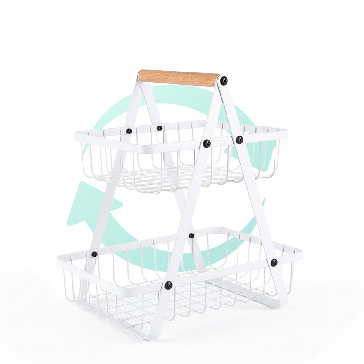 OBST-ETAGERE - Weiß, Holz/Metall (34cm) - Relaxdays