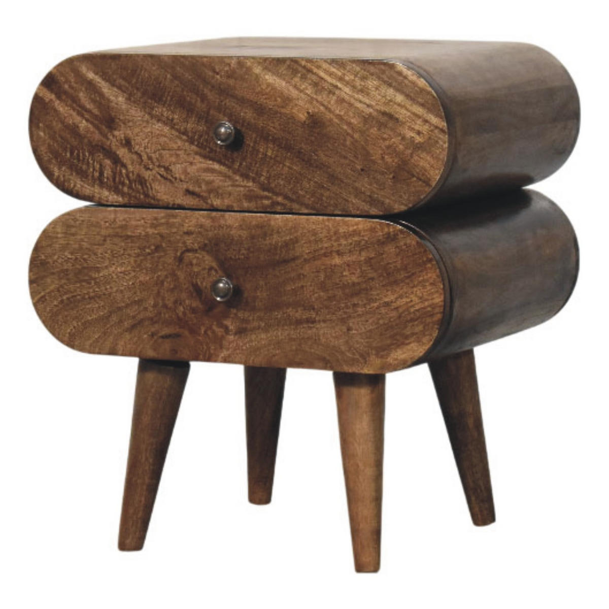 NACHTTISCH Schlank, 2 Schubladen in Braun - Dunkelbraun/Messingfarben, Holz/Metall (45/50/35cm) - Artisan Furniture