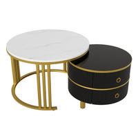 COUCHTISCH 70/70/46 + 50/50/40 cm Schwarz aus MDF mit Schubladen - Schwarz, Holzwerkstoff (70/70/46cm) - OKMYHOME