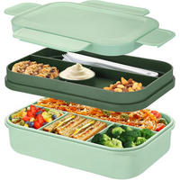 LUNCHBOX mit Fächern 2000ml Grün - Grün, Kunststoff (16/7.5/23.5cm)